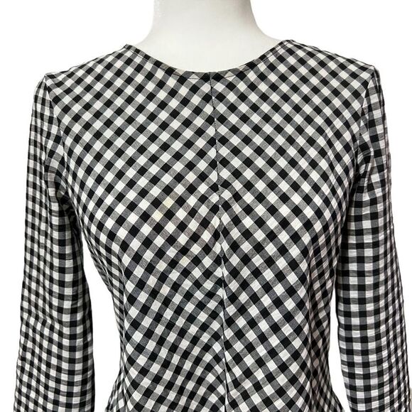 ZARA XSmall Black & White Fit & Flare Black & White Checkerboard Blouse - Picture 2 of 11